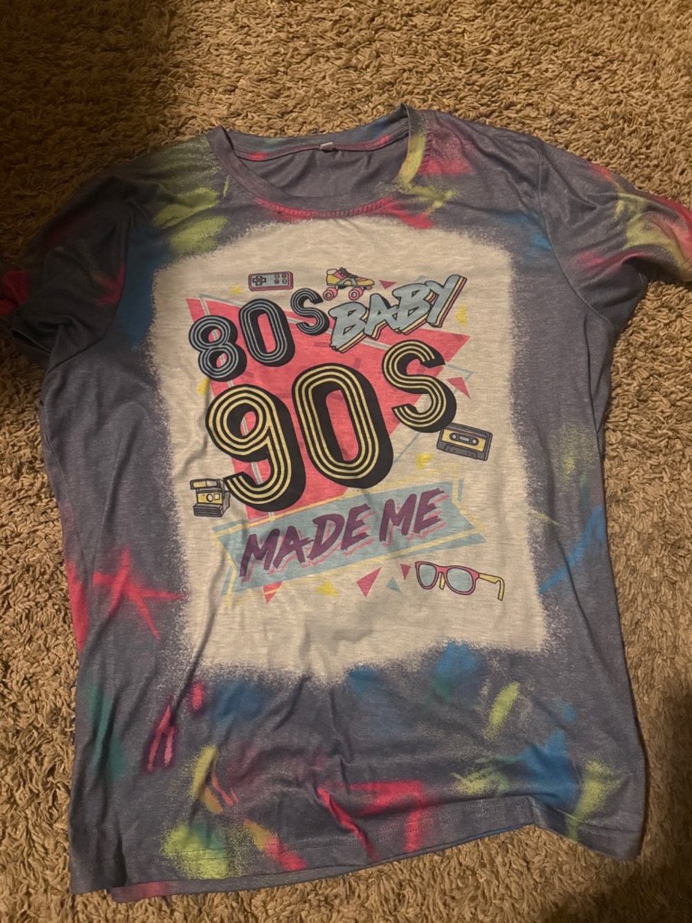 Girls' Retro '80s/90s Graphic Tee - Gray Tie-Dye